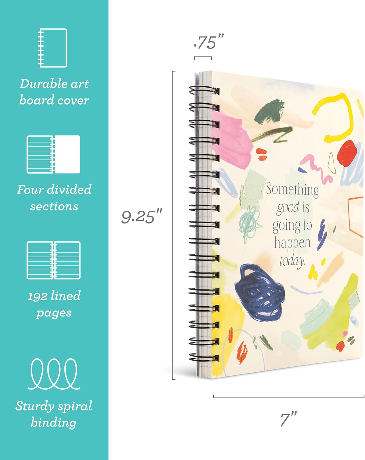 Compendium Spiral Notebook – Expect the Best Things to Happen Today – A Designer Spiral Notebook with 192 Lined Pages, College Ruled, 7.0" W x 9.25" H