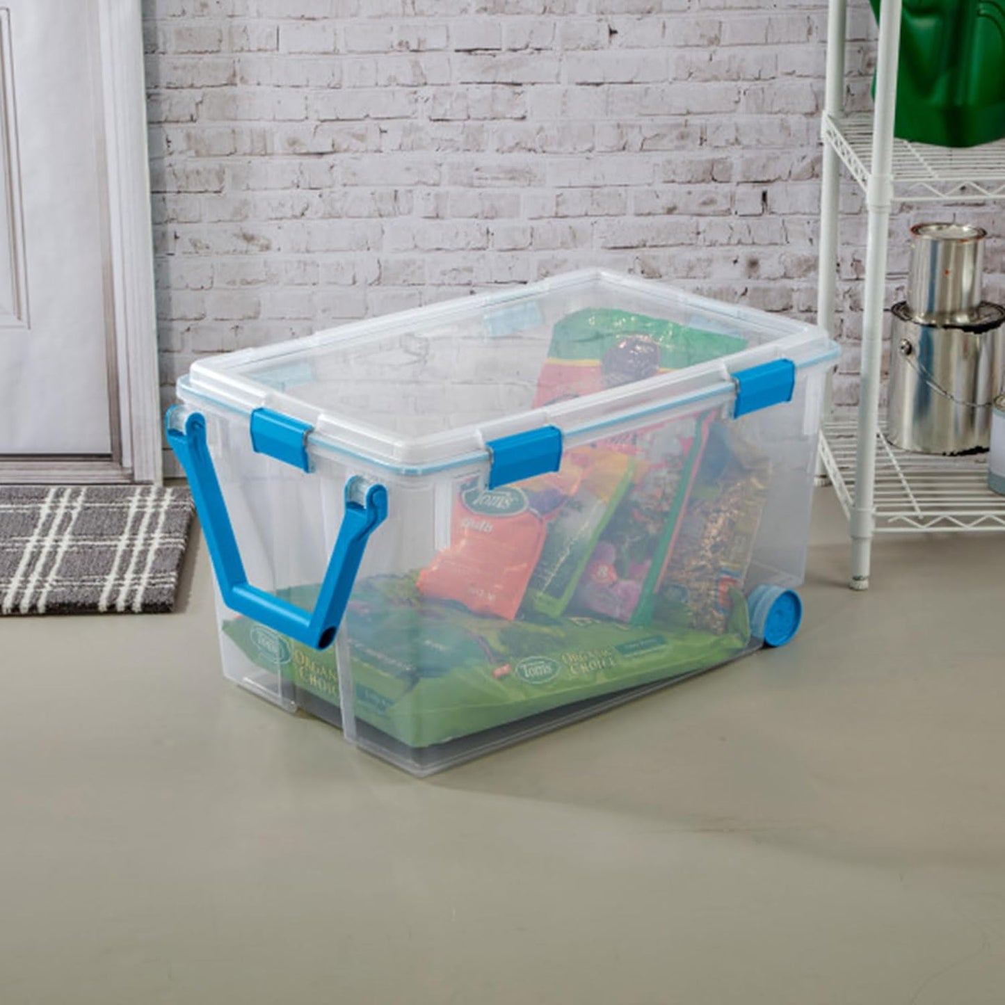 Sterilite 4-Pack Gasket Box, Weather-Resistant Storage Bins with Latching Lids, 32 Quart - Heavy-Duty Organizing Containers for Closet, Bathroom, and Office