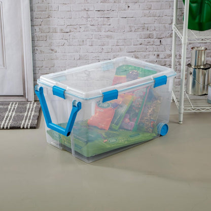 Sterilite 4-Pack Gasket Box, Weather-Resistant Storage Bins with Latching Lids, 32 Quart - Heavy-Duty Organizing Containers for Closet, Bathroom, and Office