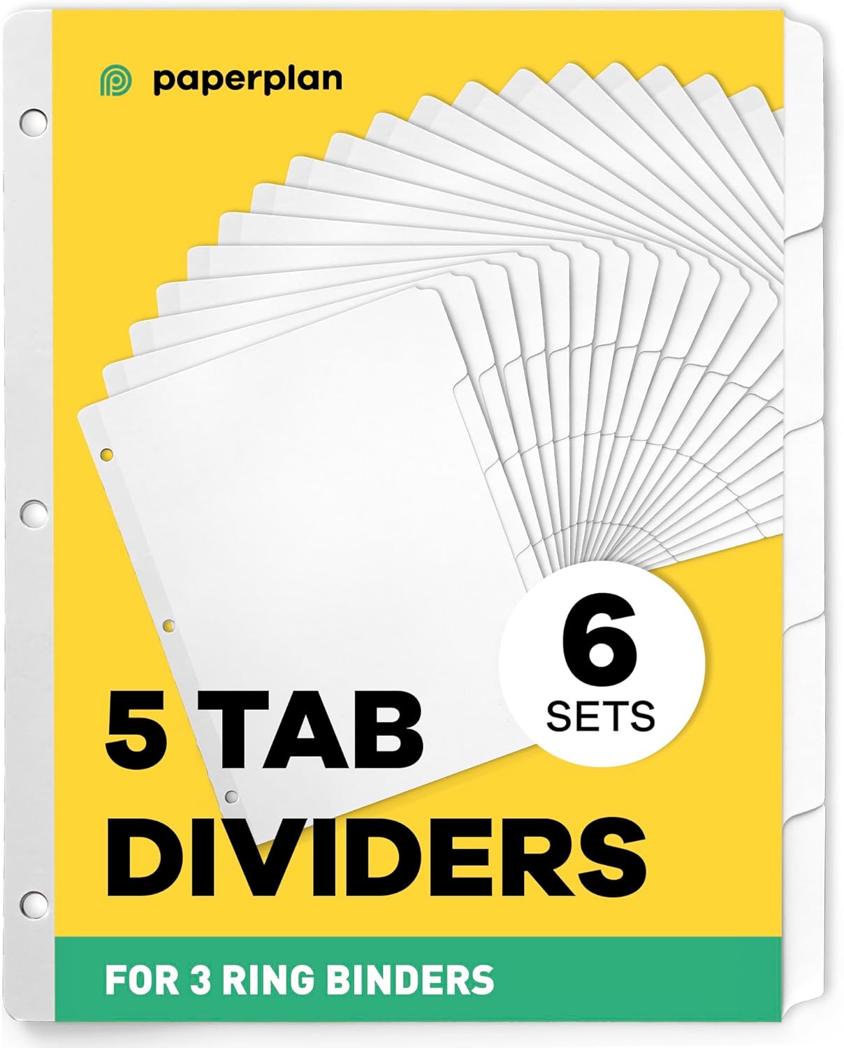 Binder Dividers with Tabs - (Set of 20) x 5 Tab Dividers for 3 Ring Binders, White, Reinforced Edge - Ideal for Keeping Your Documents Neat and Professional