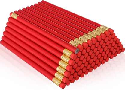 Fainne 96 Pcs Jumbo Pencil with Black Core Cedar Wooden Pencil with Eraser for Carpenters Students Teachers School Construction Woodworkers Beginners Office Workers(Red,Classic)
