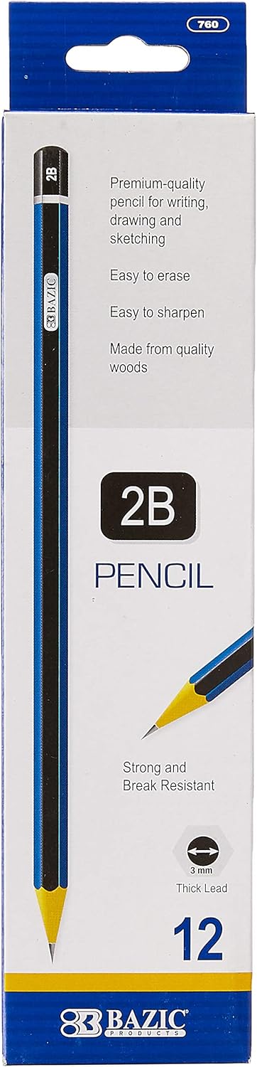 BAZIC #2B Premium Wood Pencil, Blue, 12 Per Pack (760-24P)