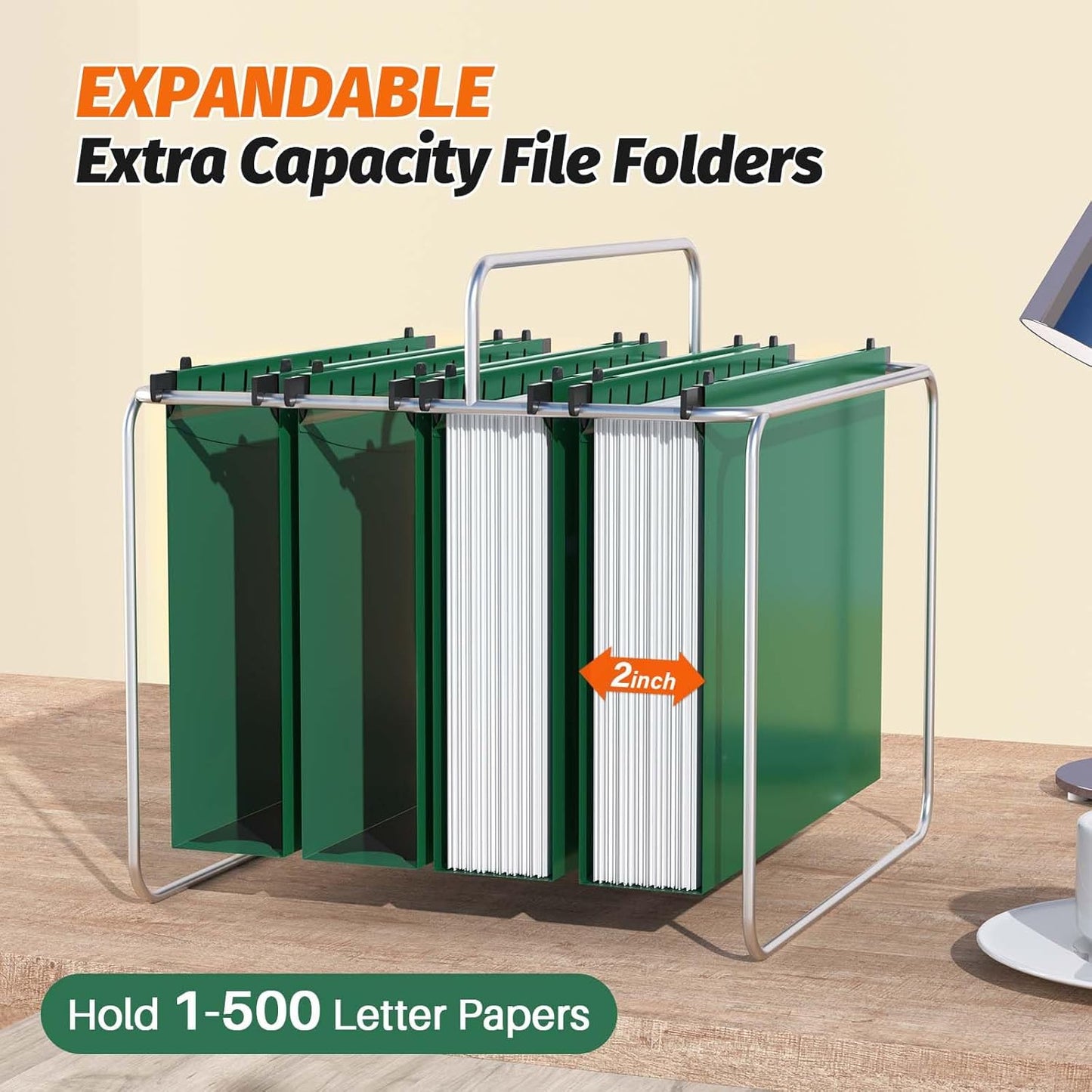 Shutex Extra Capacity Plastic Hanging File Folders,12 Pack Reinforced Hang Folders,Heavy Duty 2 Inch Expansion,Plastic Filing Cabinet Folders,Letter Size,Designed for Bulk Files, Medical Charts,Blue