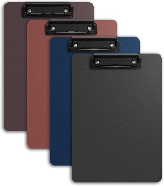 8.5x11 Plastic Clipboards 4-Pack with Hanging Hook – Slim Durable ClipBoard in Assorted Colors,Standard Letter/A4 Size for Nurses,Teachers,Students or Kids,Clip Boards for Office,Classroom