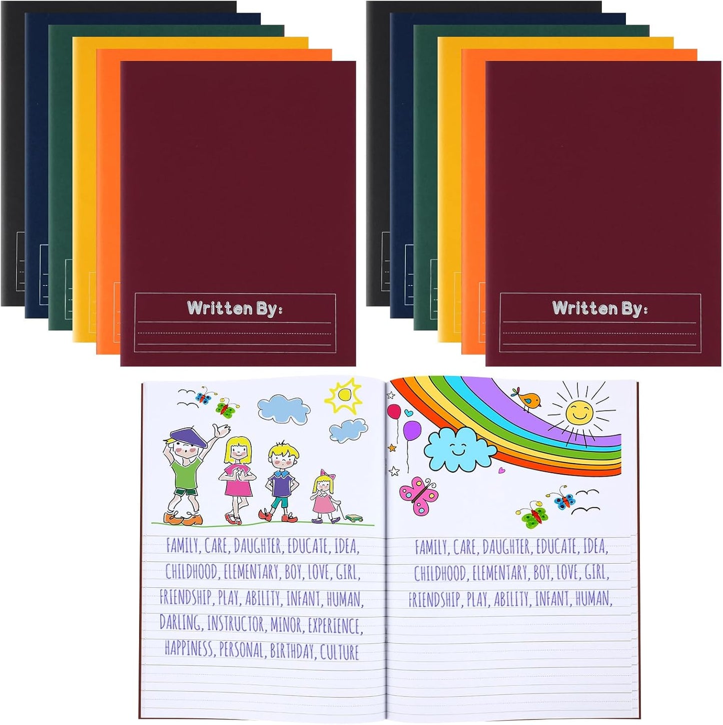 Henoyso 12 Pcs Primary Composition Notebook K-2 Primary Journal, Notebook for Kids Supplies, Bulk Blank Writing Book for Kid to Write Draw Journal 60 Page (9.8″ X 7.5″,Light Color)