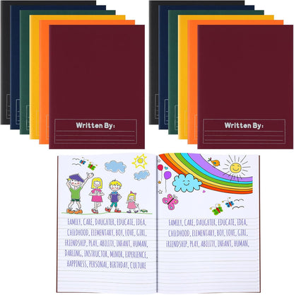 Henoyso 12 Pcs Primary Composition Notebook K-2 Primary Journal, Notebook for Kids Supplies, Bulk Blank Writing Book for Kid to Write Draw Journal 60 Page (9.8″ X 7.5″,Light Color)