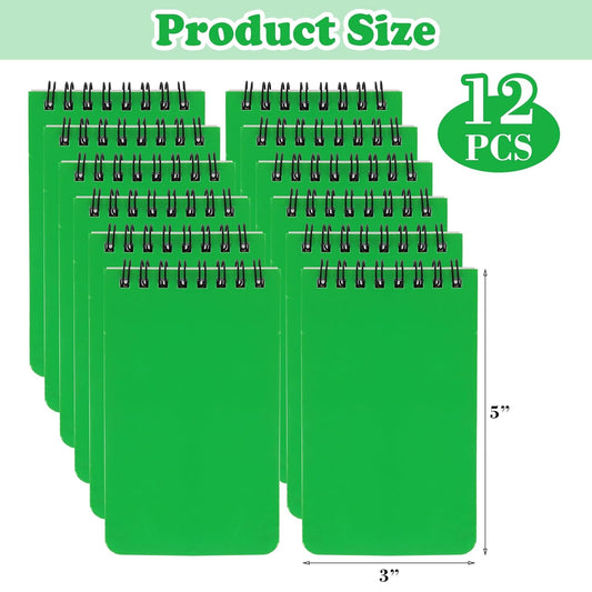 12 Pack mini Spiral Steno Pads,3x5 Inch Small Notepads,Mini Memo Spiral Notepads, Small Pocket Notebooks, College Ruled Lined Note Pads For Kids Adults Outdoor ,Home,School,Office,75 Sheets/150 Pages (Green)