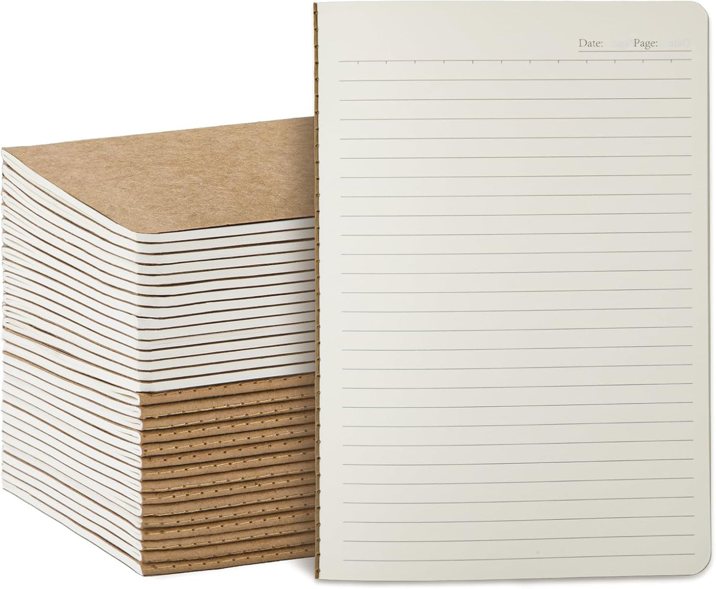 8 Pack Kraft Notebooks Bulk A5, 60 Pages Lined Ruled Journals, 8.3x5.5 Inches, Natural Kraft Cover Composition Notebooks for School Office Students Artists