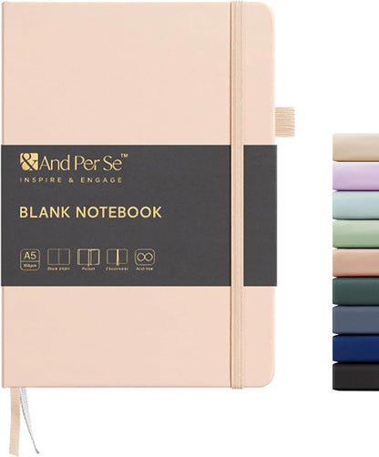 &And Per Se Lined Journal Notebook, 160 Pages, A5 5.7 x 8 inches College Ruled Thick Paper Notebook Journals for Writing, Hardcover Notebooks for Women Men Office School (1 Pack, Green) - Colors A