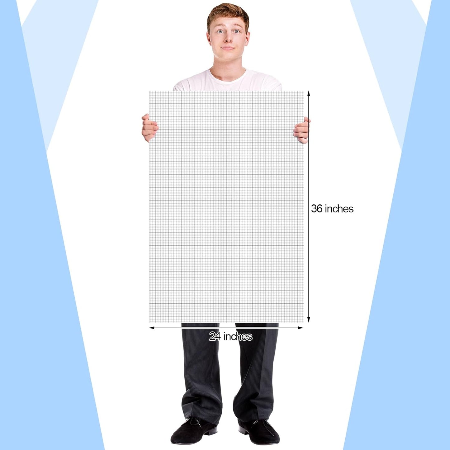 Fuyoooo 25 Sheet Graph Paper Pad 24" x 36" Large Graph 1" and 1/4" Ruled Grid Paper for Engineer Architect Designer Mathematician Draftsmen Sketch House Commercial Building Plan Drafting(White)