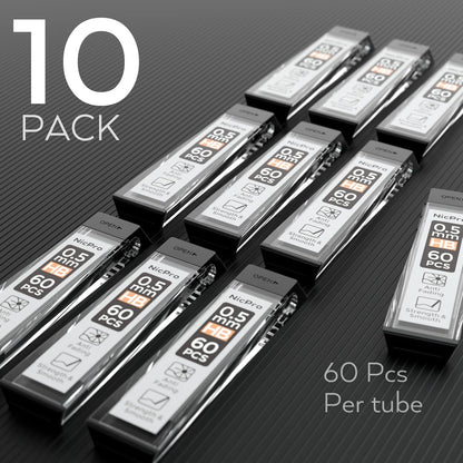 Nicpro 600 PCS Lead Refills 0.5mm HB #2 Break Resistant Mechanical Pencil Refills 0.5 mm, 60 Pack Per Tube, 10 Tubes