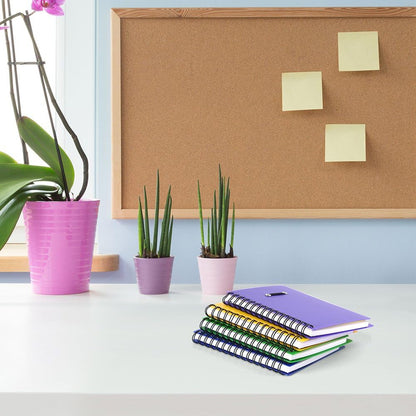 Coopay 4 Pieces Spiral Notebook Steno Pocket Notepad with Pen in Holder and Sticky Notes, Page Marker Index Tabs Flags Making Plans Writing Memos Office School Supplies (Yellow, Blue, Purple, Green)