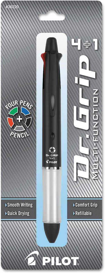 PILOT Dr. Grip 4+1 Multi-Function Ballpoint Ink Refills, Fine Point, Black/Red/Blue/Green Inks, Assorted Colors,4 Count (Pack of 1) (77154)