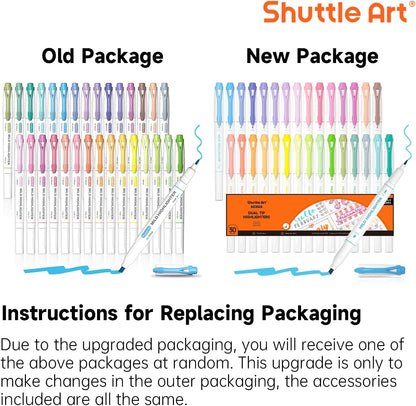Shuttle Art Pastel Highlighters, 18 Colours Dual Tip Highlighters, Highlighter Markers Assorted Colours, Perfect for Colouring, Underlining, Highlighting, Journaling in School Office Home