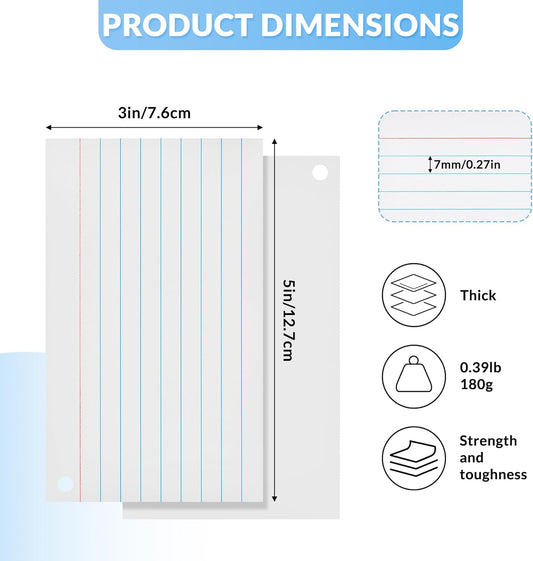 NEEWAY Heavy Weight Colored Ruled Index Cards 3x5, 200 Count Flash Cards with Rings and Cover, Lined Note Cards for Home, Office