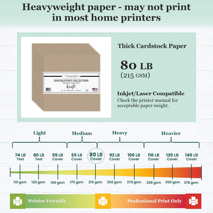 Cardstock Warehouse Speckletone Oatmeal Light Brown Card Stock Paper – 25 Sheets, 8.5 x 11", 80 lb/215 gsm – 100% Recycled, Premium Matte Finish for Cardmaking, Printing, Crafts & DIY Projects