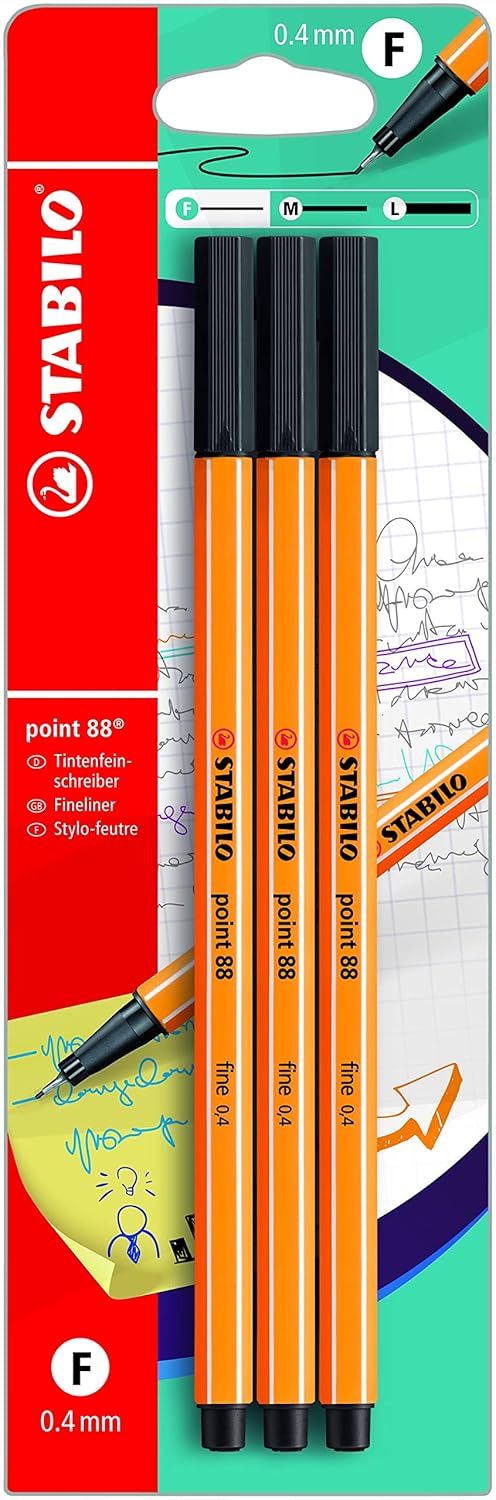 STABILO - point 88 - Fineliner - Pack of 3 - Black