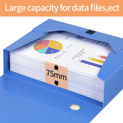 HUA JIE A4 Storage File Boxes Plastic Archives Cases with Lid, File Folder Organizer Document Filing Box for office,31×7.5×23.5 cm, Black(Pack of 4)
