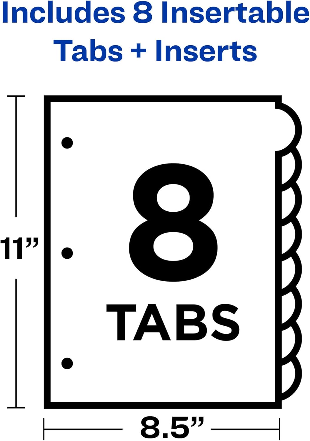 Avery Insertable Style Edge Plastic Dividers for 3 Ring Binders, 8-Tab Set, Multicolor, 1 Set (11201)