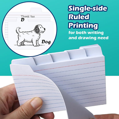 100 Pack Tabbed Index Cards 4x6 Lined Index Card Dividers with Tabs 4" x 6", Colored, 220 GSM Thick Paper