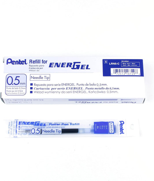 Pentel Refill Ink for EnerGel Liquid Gel Pen, (0.5mm), Fine Line, Blue Ink, Box of 12 (LRN5-C)