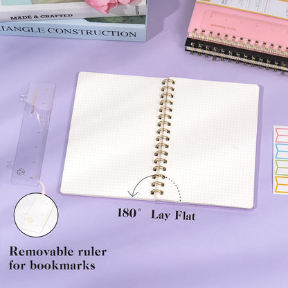 Yoment Graph Paper Spiral Notebook A5 Graphing Notebook 160 Pages Graph Paper Notebook Spiral Bound Waterproof Plastic Hardcover Spiral Journal 5x7 Grid Notebooks for Note Taking,Black