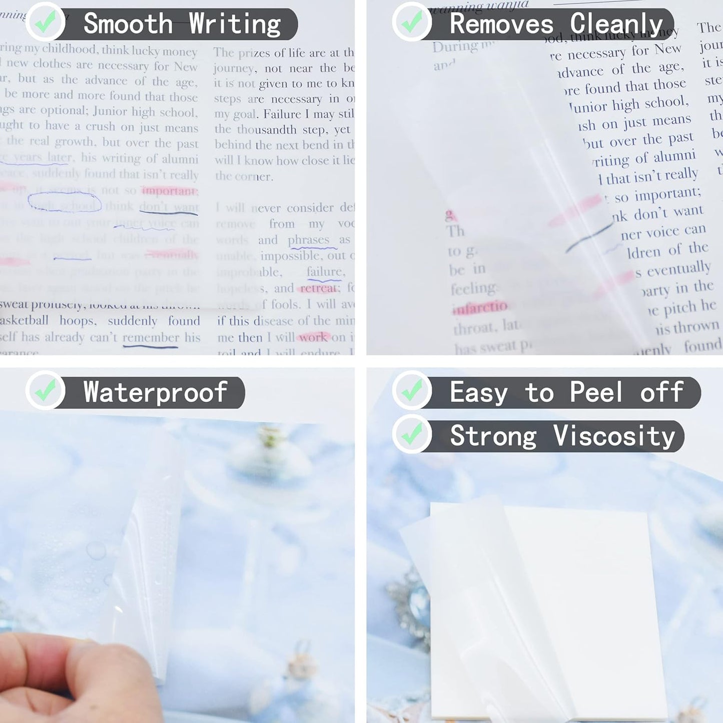 YOUDEFUL 1600pcs Translucent Sticky Note Tabs, Morandi Page Markers for Annotating Books,Repositionable Book Flags Tabs Strip with Binders, Clear Sticky Notes,Page Tabs,Index Tabs