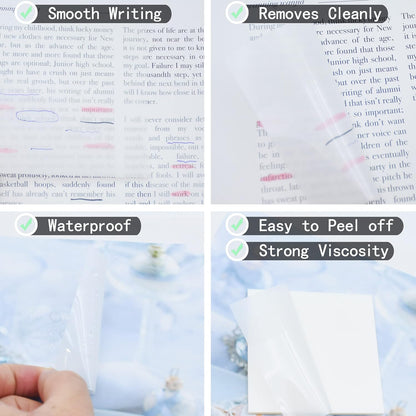 YOUDEFUL 1600pcs Translucent Sticky Note Tabs, Morandi Page Markers for Annotating Books,Repositionable Book Flags Tabs Strip with Binders, Clear Sticky Notes,Page Tabs,Index Tabs