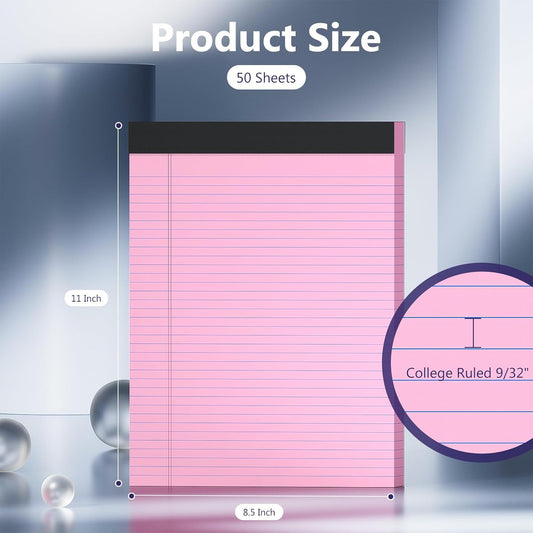 2 Pack Legal Pads 8.5 x 11 College Ruled 100 Sheets Purple Note Pads 8.5" x 11" Lined Paper Chipboard-Backed Notepad with Micro-Perforated Notebook Paper for Office & School Supplies 50 Sheets/Pad