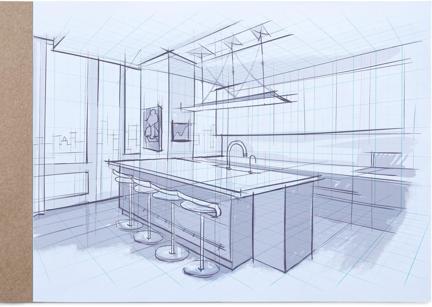 Koala Tools | Drawing Perspective (1 and 2-Point) Large Sketch Pad (1 Point - 9 x 12)