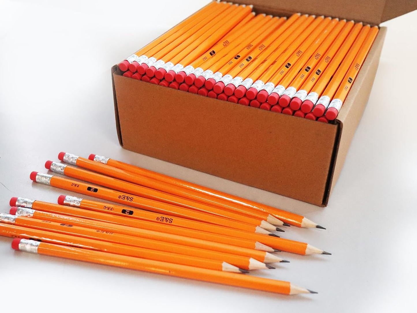 S & E TEACHER'S EDITION 432Pcs Pencils & Erasers Tops Set, 288 Pcs Pre-sharpened pencils No. 2, with 144Pcs Eraser Caps, #2 HB pencil sharpened, Back to school, 432Pcs/box.
