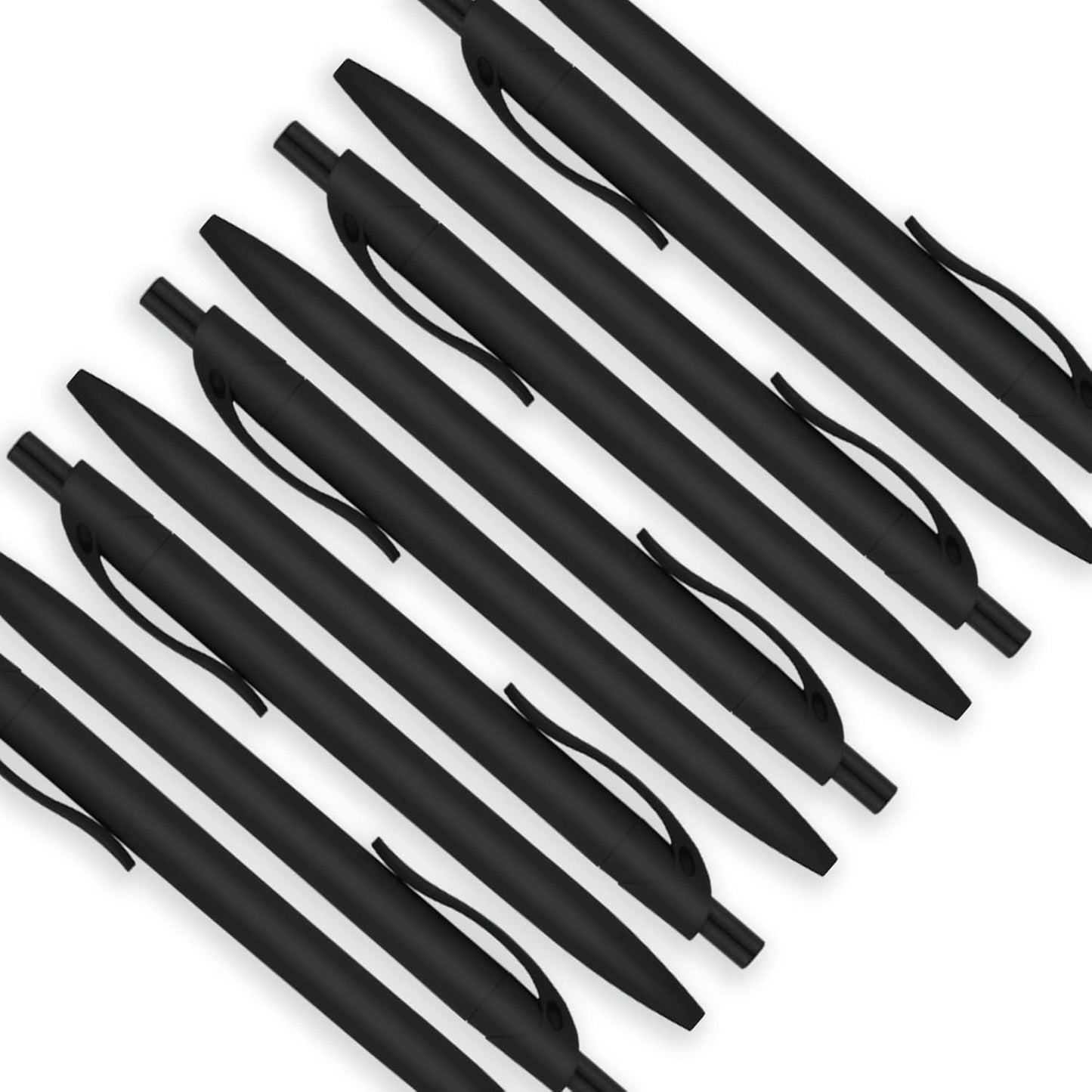 Deegtran 100 Pack No Bleed Black Barrel Click Pens, Wholesale Retractable Ballpoint, Medium Point, Smooth Ink, 1.0MM Black Ink