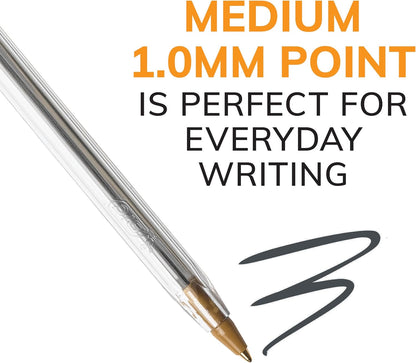 BIC Cristal Xtra Smooth Black Ballpoint Pens, Medium Point (1.0mm), 12-Count Pack, Extra Smooth and Reliable Ballpoint Pens