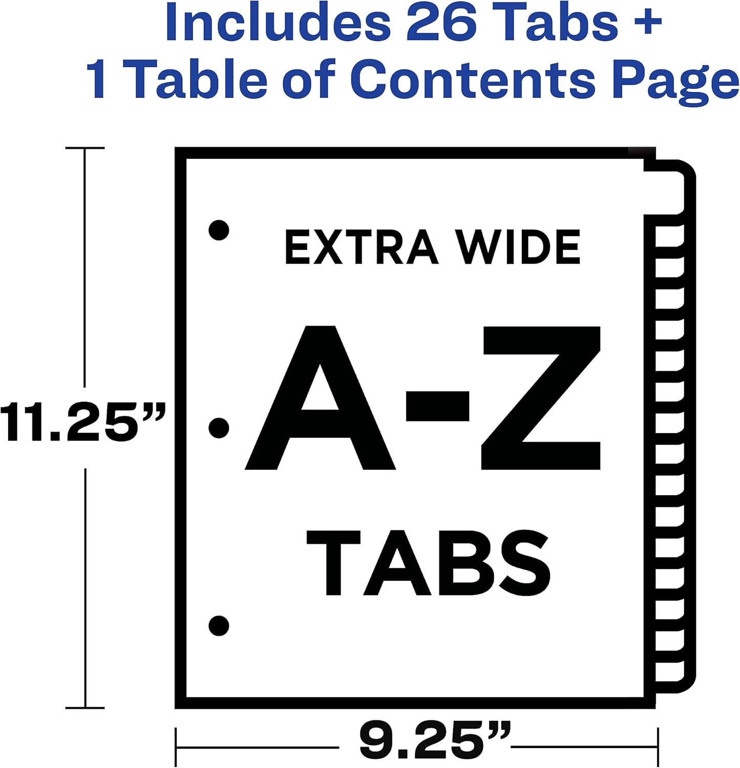 Avery Extra-Wide Dividers for 3 Ring Binders, 26 Tabs per Set, Customizable Table of Contents, Multicolor Tabs, Works Great with Sheet Protectors (11166)