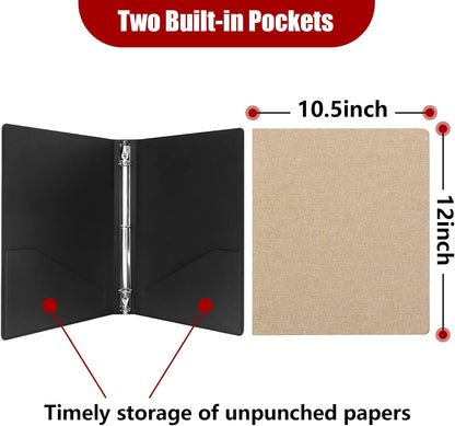 Vienrose 3 Ring Binder 1 Inch Round Rings with Linen Fabric Cover, Fits 8.5 x 11 Inch Paper, Durable Organizer for School, Office, Home, Recipes, Grey