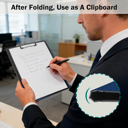 SITHON Foldable Clipboard Folder with Pen Slot, 360° Rotating PP Writing Pad with Dual Low Profile Metal Clips, Durable A4/Letter Size Document Folder for Nurses Classroom Business Office