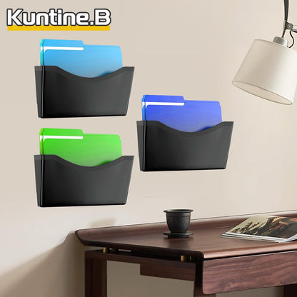 Kuntine.B 3 Pack Clear Single Pocket File Holder Hanging Wall Organizer, Wall Mount Mails Magazines Organizer for Office and Home