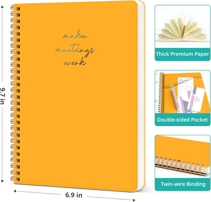 Meeting Notebook for Work Organization - Work notebook with action items, Meeting Minutes Planner Notebook, Perfect Office Supplies for Men & Women - Pink