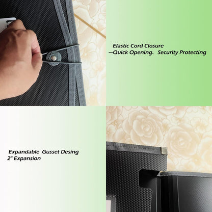 Expanding File Folder Document Organizer with Elastic Cord & Button Closure, Letter Size, 3.5" Expansion, Letter A4 Expandable File Folder for Home School Office Organization, 3 Pack