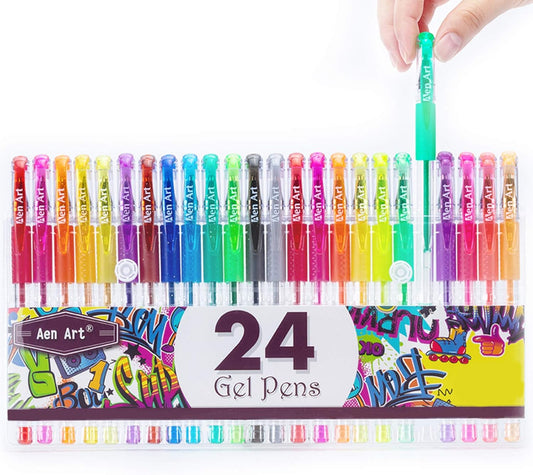Aen Art Gel Pens for Adult Coloring Books, 30 Colors Fine Point Gel Marker Pen with 40% More Ink for Drawing, Bullet Journaling, School Craft Supplies