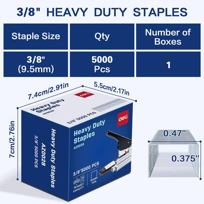 Deli Staples, 10000 Staples, Standard Staple for Desktop Staplers, 1/4'' Length, 210/Strip, 2 Boxes of 5000 Each