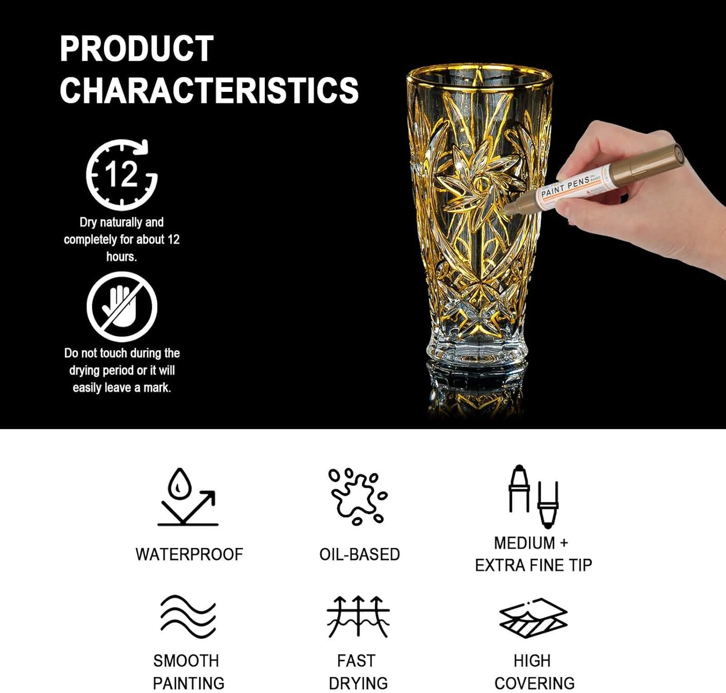 Betem 4 Count Dual Tip Oil Based Black White Paint Pen(0.7mm & 3mm), White Permanent Marker Black Paint Markers, Waterproof, Quick Dry, for Fabric, Rock Painting, Wood, Plastic, Ceramic, Metal, Canvas