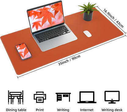 Large Desk Mat 47.2" x 17" Leather Desk Pad Protector with Natural Cork & PU Leather, Non-Slip Office Desk Mat, Large Mouse Pad, Waterproof Desk Blotter pad for Office&Home(Black)