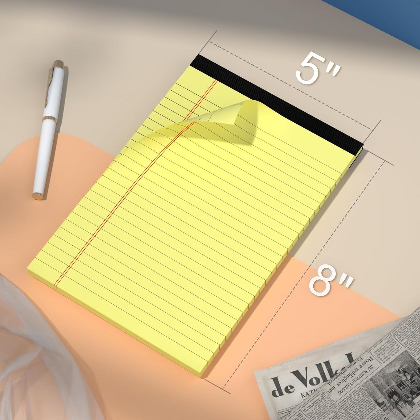 5 Pcs Note Pads 5 x 8 Inch Small Legal Pads 5 x 8 Colored Notepad 5 x 8 Micro Perforated Writing Pads Lined Paper College Ruled 30 Sheets Notebook for Study, To-Do Lists, School & Office Supplies