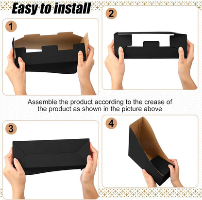 Thenshop 24 Pcs Cardboard Magazine File Holder Organizer, Desk File Organizer Box Foldable Book Bin Papers Storage Folder with Label for School Classroom Office Supplies(Classic,Black)