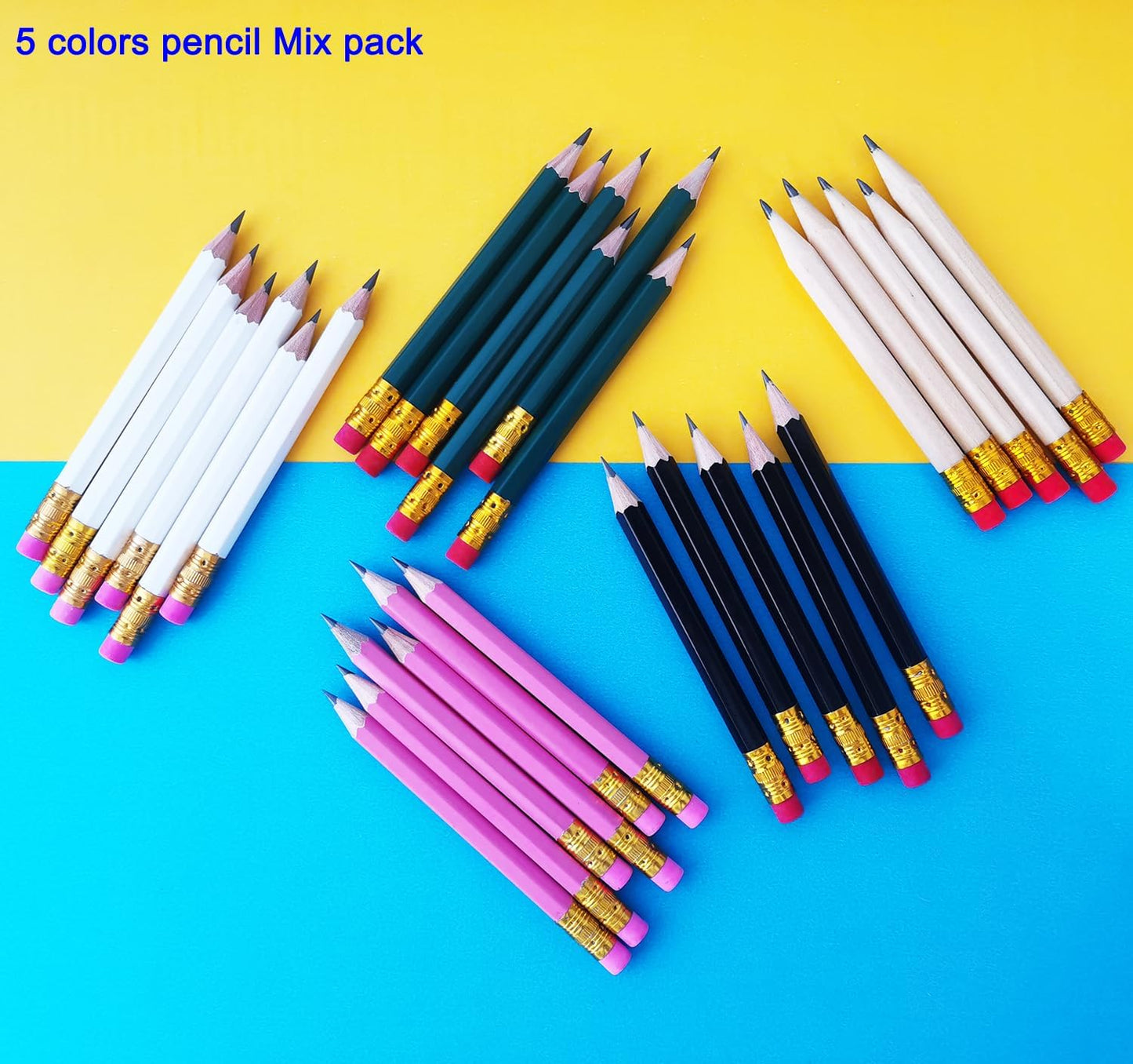 Adhere 25pcs Golf Pencils with Eraser Pre sharpened Hexagon half Wooden Pencils Graphite 2B for Golf Event Scoring,Classroom,Wedding,Company Meetings,Pew, Pocket (Nature)