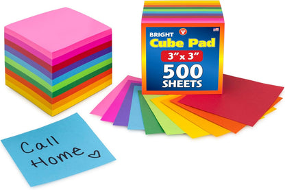 Hygloss Note Paper Cube - 3" Square Non-Sticky Memo Pad - 500 Sheets in White Color - Note Cubes - Perfect for Office & School Supplies - Not Sticky