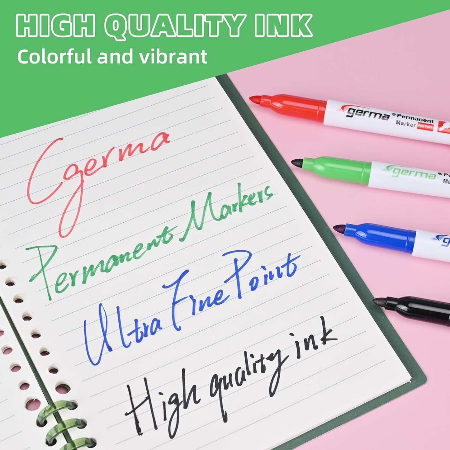 Cgerma Ultra Fine Point Permanent Markers Black, 18 Pack Ultra Fine Tip Markers, Waterproof, Quickly Dry, No bleed, Works on Plastic, Wood,Stone, Metal and Glass for School Office Home
