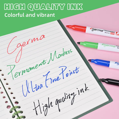 Cgerma Ultra Fine Point Permanent Markers Black, 18 Pack Ultra Fine Tip Markers, Waterproof, Quickly Dry, No bleed, Works on Plastic, Wood,Stone, Metal and Glass for School Office Home
