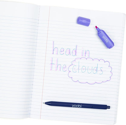 Yoobi College Ruled 8 x 10.5” Spiral Notebook Set – 3-Pack of 1 Subject Notebooks, Pink, Purple & Black Celestial Patterns – 150 Perforated 3-Hole Punched Sheets